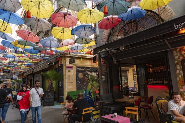 Istanbul, Turkey. August 18th 2021 Cafes, Bars and Restaurants in the up and coming trendy Karakoy neighbourhood near Galata port on the European side of Istanbul, Turkey