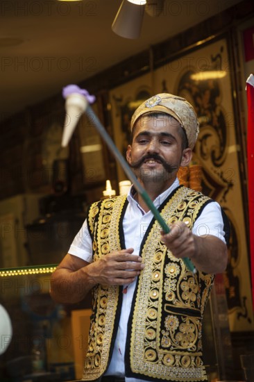 Istanbul, Turkey. June 7th 2019 Traditional Turkish Ice Cream Sellers along Istiklal Street on the European side of Istanbul, Turkey