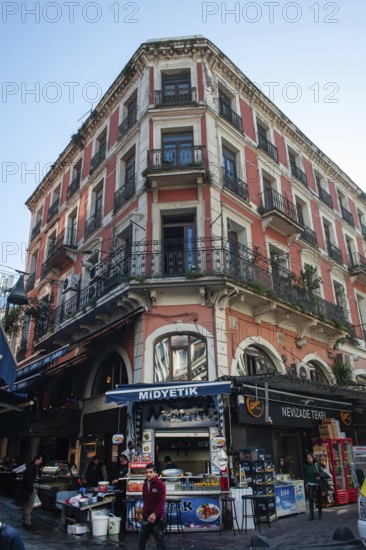 Istanbul, Turkey. November 30th 2019 Elegant architecture of Balik Pasiji, Beyoglu, Istiklal street, Istanbul, Turkey