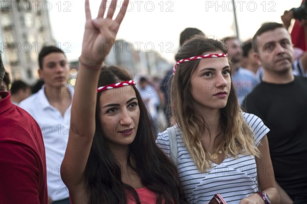 Istanbul, Turkey. July 18th 2016. Turkish pro government supporters gather in Takism square after an attempted coup d'etat, Istanbul, Turkey