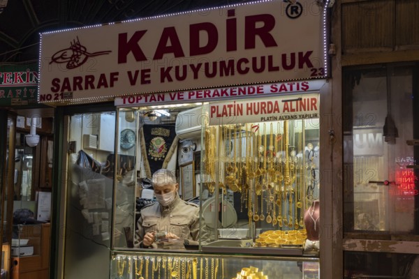 Istanbul, Turkey January 11th 2022 Kadir, A Turkish currency and Gold Jewellery exchange shop in the Grand Bazaar, Fatih, Istanbul, Turkey