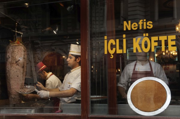 Istanbul, Turkey. January 5th 2010 Traditional Içli Köfte and Turkish kebab restaurant, Istanbul, Turkey
