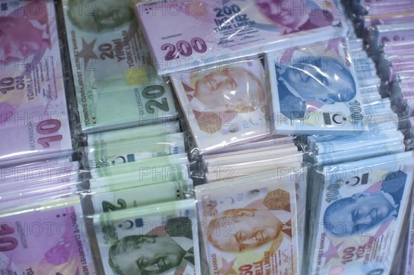 Istanbul, Turkey. September 26th 2018 Fake Turkish Lira for sale in a local Istanbul market, Turkey