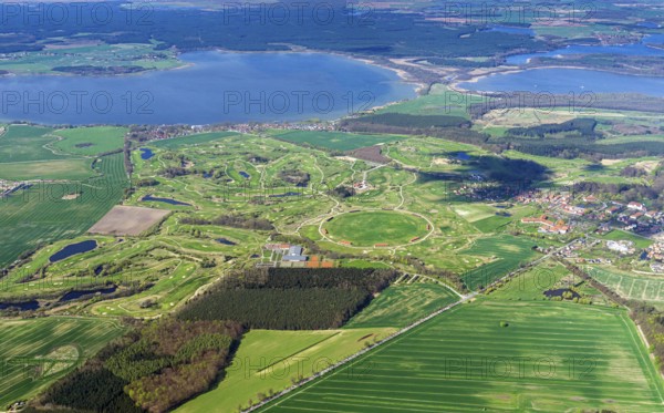 Fleesensee, golf course, lake, holiday resort, leisure complex, Göhren-Lebbin, aerial view, tourism, investment, mega, project, Mecklenburg Lake District, Mecklenburg-Western Pomerania, Germany