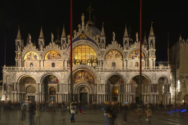 Basilica di San Marco at night, Venice, Veneto, Italy