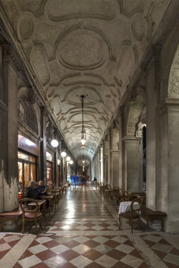 Old Procuration Arcaden, 16th century, St. Mark's Square in the early evening, Venice, Veneto, Italy