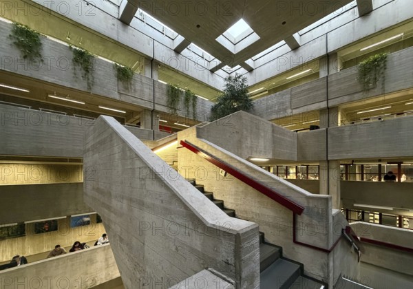 Concrete staircase, Ruhruniversität RUB library, Bochum, Ruhr area, North Rhine-Westphalia, Germany