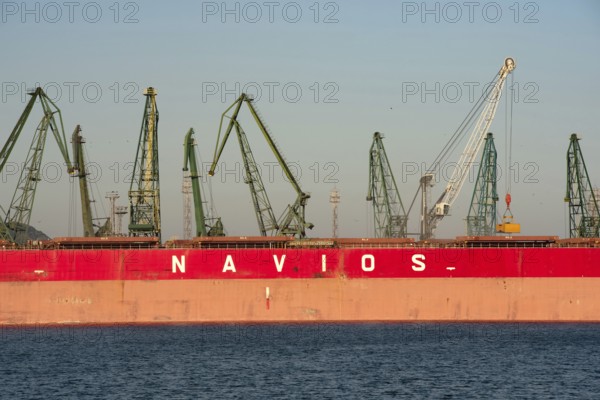 Varna, Bulgaria. September 5th 2020 Navios maritime shipping company owned vessel moored at Varna Port, Bulgaria