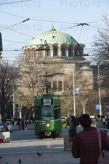 Sofia, Bulgaria, April 1st 2019. Street Scenes of Downtown Sofia, Bulgaria