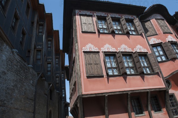 Plovdiv, Bulgaria - May 01, 2018 Historical buildings, Plovdiv Old City Bulgaria