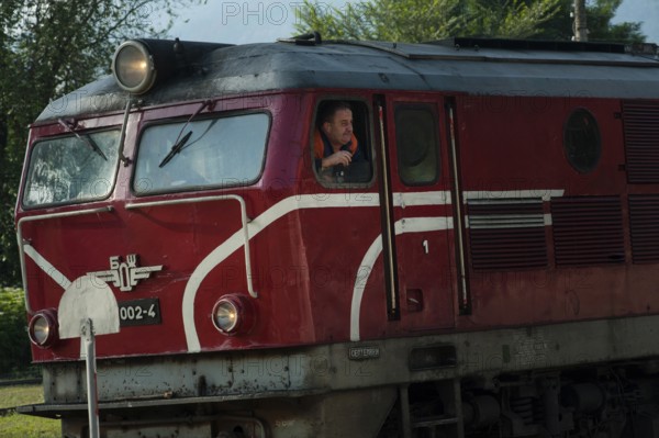 Velingrad, Bulgaria, March 7th 2018 Train driver Velingrad station Bulgaria