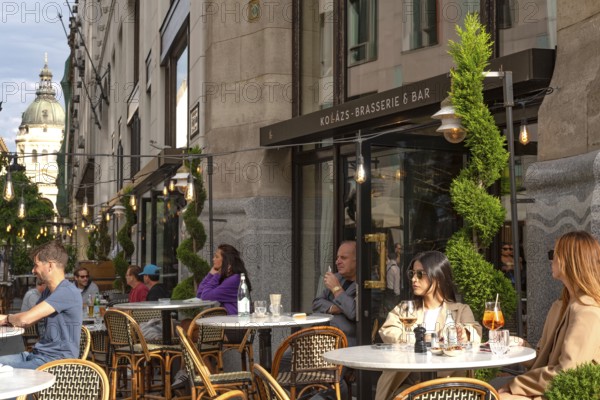 Budapest, Hungary. October 1st 2023 Cafe culture near St Stephens Basilica, Kollazs Brasserie & Bar, part of the Four Seasons Hotel on the banks of the River Danube