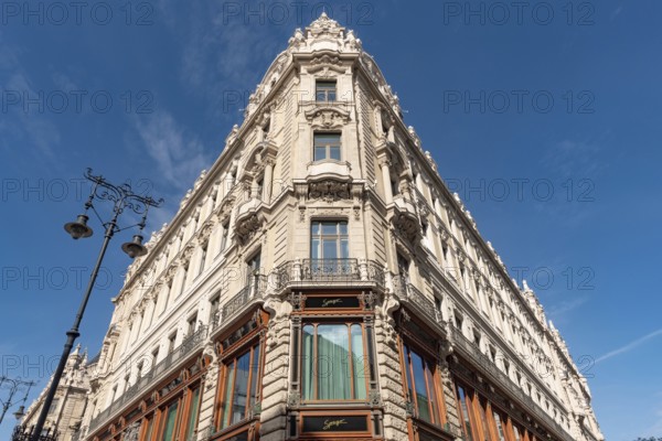 Budapest, Hungary. October 1st 2023 Beautiful architecture of Matild Palace and Spago Restaurant, modern luxury set in traditional Hungarian heritage