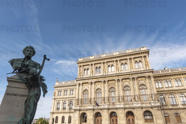 Budapest, Hungary. October 1st 2023 Hungarian Academy of Sciences, Magyar Tudomanyos Akademia, prestigious educational society of Hungary, located on the bank of the River Danube in Budapest, Hungary