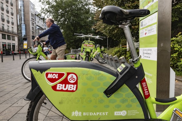 Budapest, Hungary. October 1st 2023 MOL Bubi rental bikes available for hire via an app, an environmentally friendly way to get around Budapest, Hungary