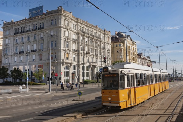 Budapest, Hungary. October 1st 2023 The number 23 tram running between Jaszai Mari ter and Keleti Palyaudvar on Pest side of Budapest in the Hungarian capital, Budapest, Hungary