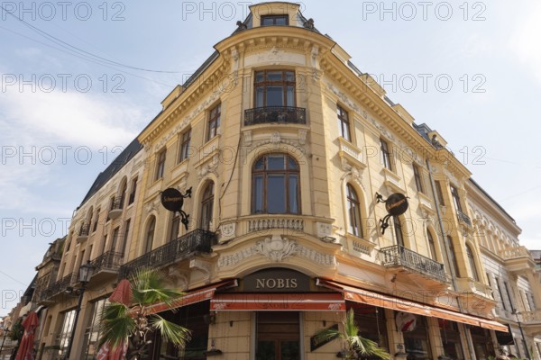 Bucharest, Romania. October 29th 2023. Elegant architecture of cafes and restaurants in the Grand Old Town of the Romanian Capital, Bucharest, Romania