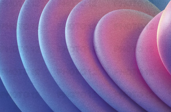 This artwork features a dynamic blend of soft, curved shapes in vibrant hues The grainy texture adds depth, creating an engaging visual experience that captivates the viewer