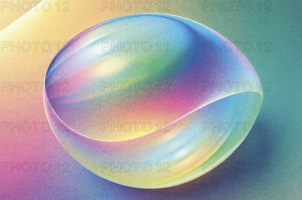 A vibrant abstract texture features a grainy background in soft pastel colors The design showcases a translucent shape with a smooth gradient, evoking a sense of depth and fluidity