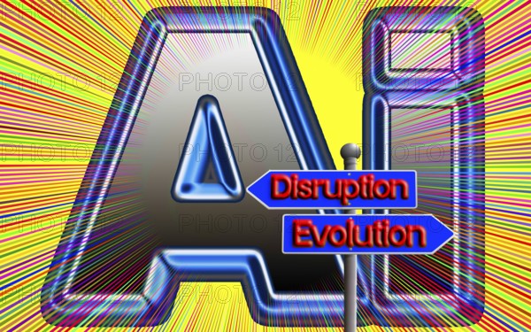 Symbolic photo, AI and AI idealized as perfection of the future, evolution or disruption, ChatGBT, AI, OpenAI, chatbot, artificial intelligence, IT system, computer science, AI learning, IT technology, computer system, software, Microsoft, Google, Meta, surveillance, camera in the eye, silicon brain, thinking machine, creativity, new wonder of the world, Einstein replacement, questionable intelligence, AI research, voice robot, algorithm, Internet threat