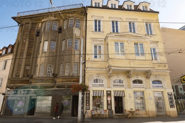 Bratislava, Slovakia. October 2nd 2023 Doris Cookies Cafe, Part of the Faded Architecture of Hurbanovo Namestie, Hurban Square in the 18th Century Pedestrian Bratislava Old Town, Slovakia