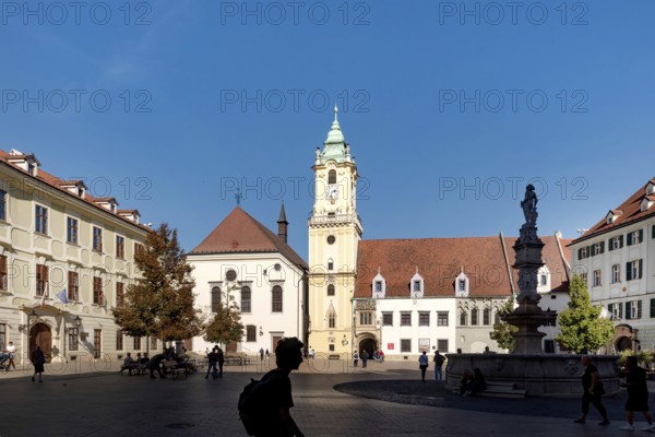Bratislava, Slovakia. October 2nd 2023 Hlavne Namestie, The Main Square with Holy Saviour Church or Jesuit Church Old Town, Bratislava, Slovakia
