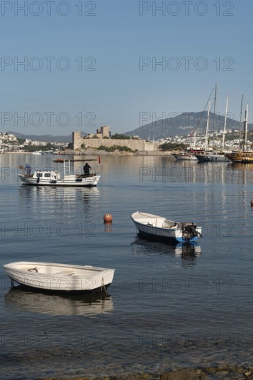 Bodrum, Turkey. April 22nd 2022 Beautiful Bodrum seaside harbour on the southwest turquoise coast of Turkey, popular holiday town with foreign tourists and Turkish visitors