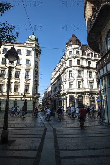 Belgrade, Serbia. July 23rd 2019 The architecture of Knez Mihailova Street in the Serbian capital Belgrade