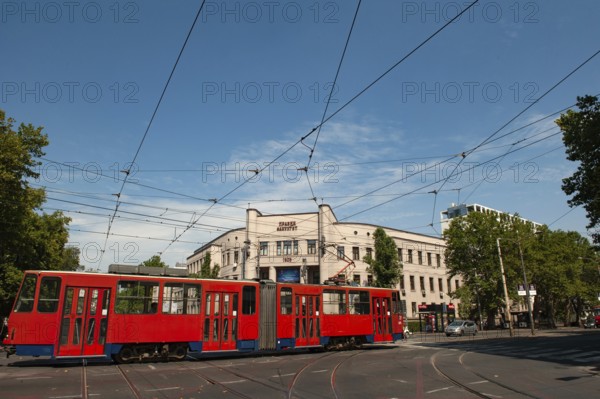 Belgrade, Serbia. July 23rd 2019 A red tram in the center of Belgrade, Serbia