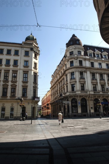 Belgrade, Serbia. May 27th 2019 The architecture of Knez Mihailova Street in the Serbian capital Belgrade