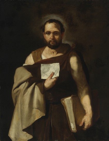 Luca Giordano (born 18 October 1634, died 3 January 1705), called Fa Presto, Italian painter and etcher of the Baroque period, An Astrologer, An Astrologer, Painting, Reproduction of the painting in its original state, Work of art, Historical, Portrait of a man with a book and document, serious and thoughtful in a dark setting