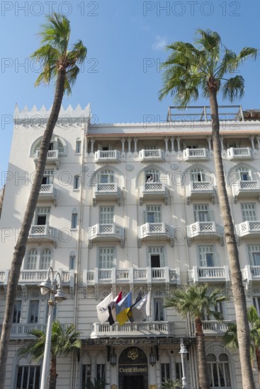 Alexandria, Egypt. December 3rd 2022. Famous Cecil Hotel popular with well known writers such as Lawrence Durrell and Naguib Mahfouz, Saad Zaghloul Square, Corniche, Alexandria, Egypt