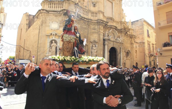 Sicily, Trapani, Good Friday mystery procession La Processione dei Misteri, during the procession with the mysteries through the old town