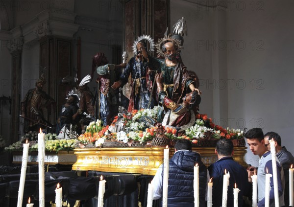 Sicily, Trapani, mystery groups in the Chiesa del Purgatorio church, the wooden figures from the 16th and 17th century depict stages of the ordeal of Jesus Christ