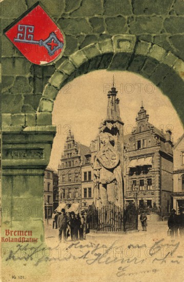 Historical postcard around 1900, Bremen, Germany, reproduction of a postcard, historical