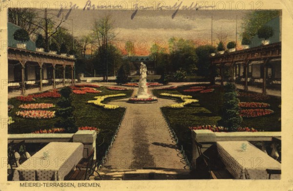 Historical postcard around 1900, Bremen, dairy, Germany, reproduction of a postcard, historical