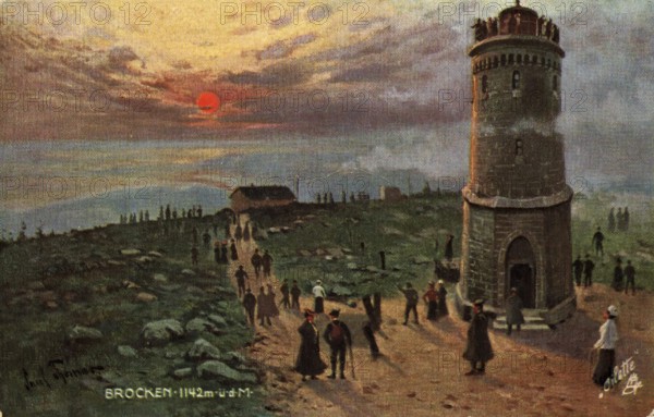 Historical postcard around 1900, Brocken im Harz, Saxony-Anhalt, Germany, reproduction of a postcard, historical
