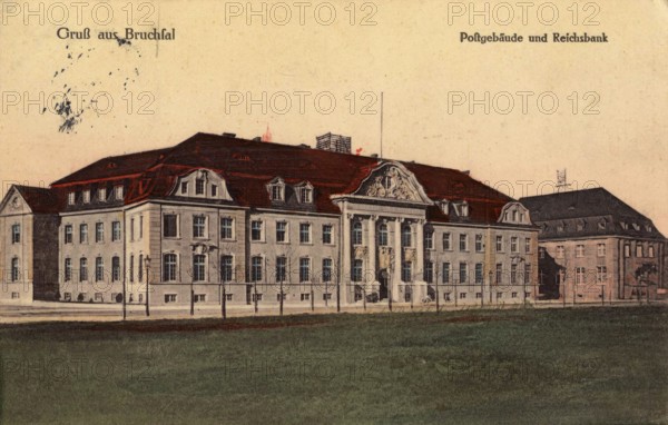 Historical postcard around 1900, Bruchsal, Baden-Württemberg, Germany, reproduction of a postcard, historical