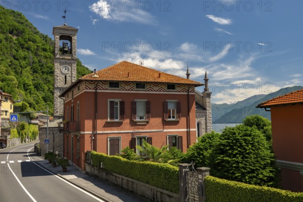 Argegno on Lake Como, church tower, Lombardy, Italy
