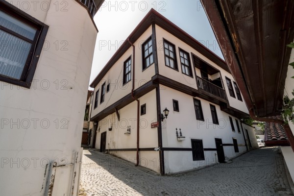 Ankara, Turkey. June 6th 2022 Restored old houses inside the city walls of Ankara castle, the old town fortification of the Turkish capital, central Anatolia, Turkey