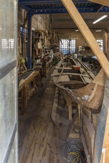 Construction of a gondola in a shipyard, Giudecca, Veneto, Italy