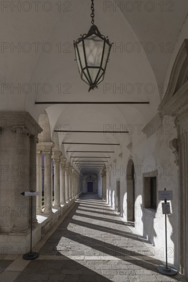 Cloister of the former Benedictine Giorgio Cini monastery on the island of San Giorgio Maggiore, Venice, Veneto, Italy
