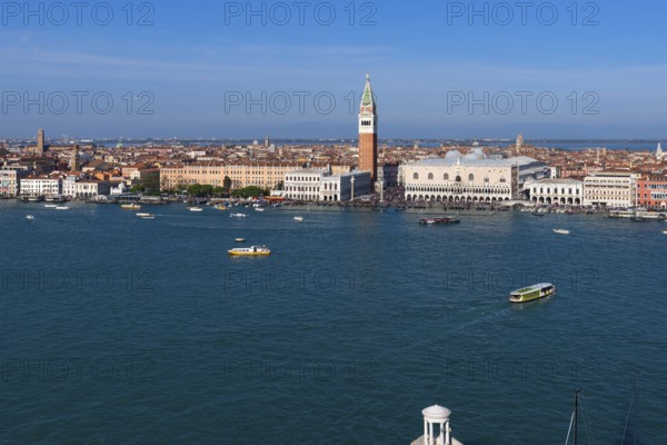 View of San Marco from the tower of the Basilica of San Giorgio Maggiore, Venice, Veneto, Italy