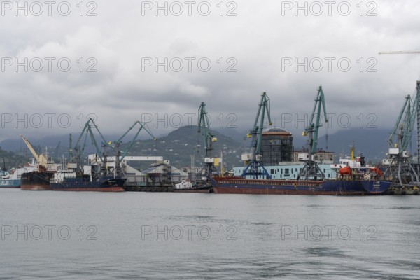 Batumi, Georgia. July 21st 2025. Batumi Port, largest container shipping and cargo seaport on the Black Sea coast of Georgia