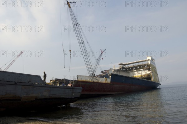 Izmir, Turkey. January 15th 2015 Ship breaking yards of Aliaga Izmir Turkey