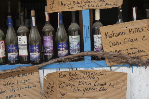 Sirince Village, Selcuk, Izmir Turkey. May 1st 2017. Wine for sale Sirince village near Selcuk Turkey