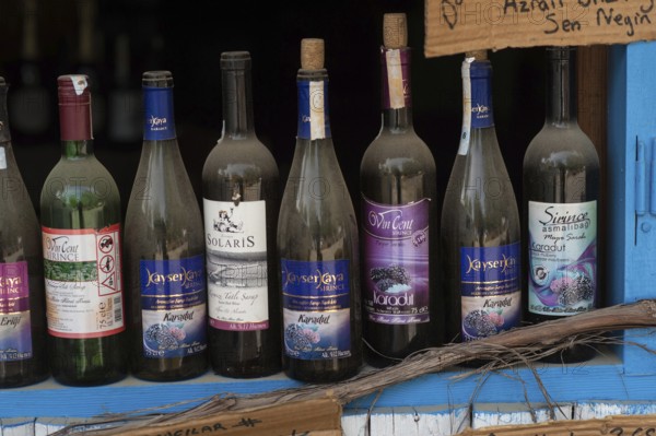 Sirince Village, Selcuk, Izmir Turkey. May 1st 2017. Local wine for sale Sirince village near Selcuk Turkey