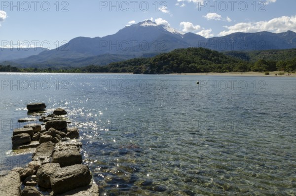 The crystal clear waters of the Mediterranean at the ancient harbour of Phaselis, Kemer, Antalya, Turkey