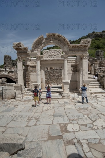 Ephesus, Izmir, Turkey. April 30th 2017 Tourists visiting the ancient ruins of Ephesus in Turkey