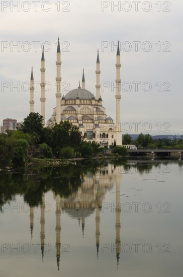 Adana, Turkey, June 7th 2014 Sabanci Merkez Mosque, one of the largest Mosques in Turkey on the banks of the Seyhan River, Adana, Turkey